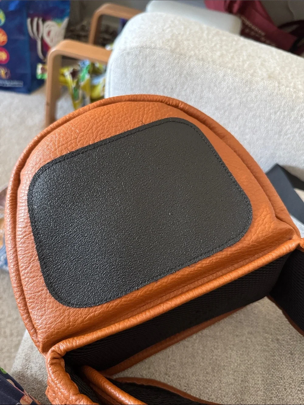 TushBaby Tan Leather Baby Bag - Compact Hands-Free Organizer